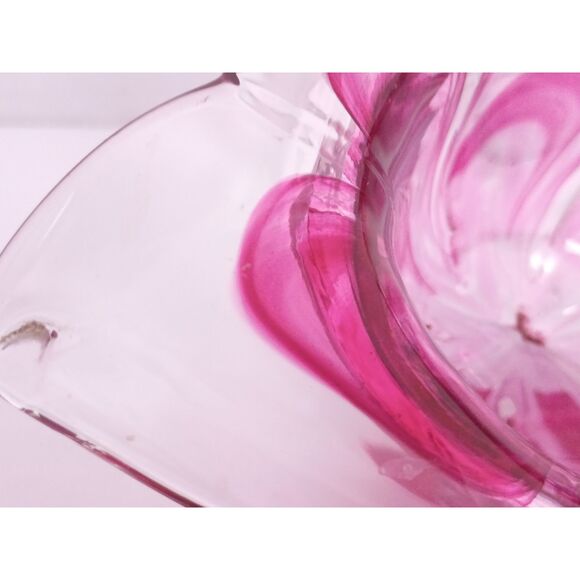 Murano Lavorazione Vintage Art Glass Pink Tulip Petal Vase / Candle Holder - Picture 7 of 10